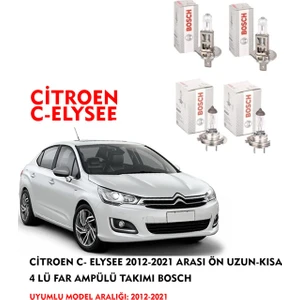 Citroen C- Elysee 2012-2021 Arası Ön Uzun-Kısa 4 Lü Far Ampülü Takımı (Sarı Renk)