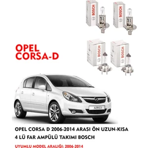 Opel Corsa D 2010 Model Ön Uzun-Kısa 4 Lü Far Ampülü Takımı (Sarı Renk)