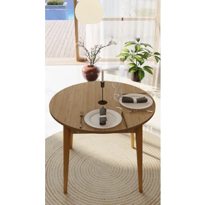 Almond Mobilya 90  cm  Mdf Yuvarlak Mutfak Masası,sabit Mutfak Masası, Balkon Masası, Ahşap Masa 4 Kişilik Masa (Meşe)