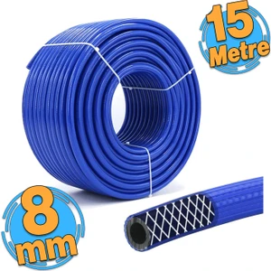 Çelik Thermo Kompresör Hava Hortumu 8 mm Metre Seçenekli Mavi-15 Metre