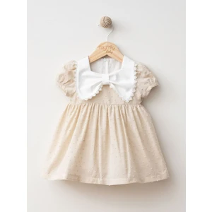 3-24 Ay Kare Yaka Kısa Kollu Kız Bebek Elbise  My 4395