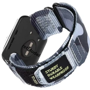 Huawei Watch Fit 2 Uyumlu Premium Cırtlı Bant Kordon Kamufaj Gri