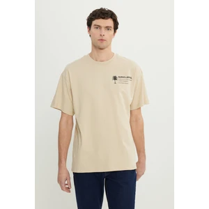 Altınyıldız Classics %100 Pamuk Oversize Fit Rahat Kesim Bisiklet Yaka Baskılı Tişört