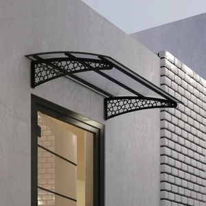 Pratik Metal Sundurma (175x100) Selçuklu Serisi Kapı Üstü Sundurma Koruma Gölgelik (Siyah - Şeffaf)