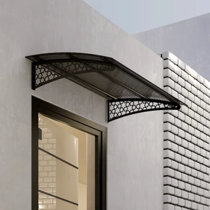 Pratik Metal Sundurma (120x100) Selçuklu Serisi Kapı Üstü Sundurma Koruma Gölgelik (Siyah - Füme)