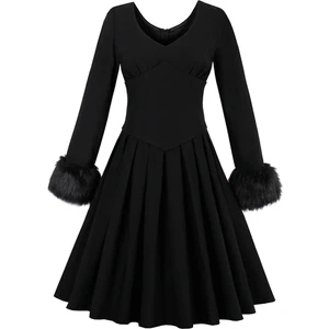 Kürk Detaylı Kadın Elbise 1701SIYAH2