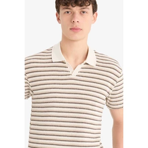 Regular Fit Çizgili Dokulu Kısa Kollu Polo Tişört D7249AX25SP