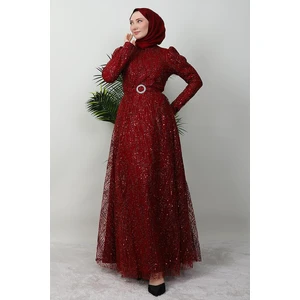 Giza Store Nilda Simli Abiye Bordo