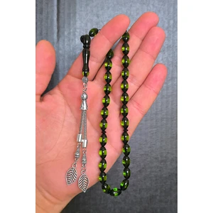 Silvera Telkari Erkek Sürmeli Toz Kehribar Tesbih Yeşil BT013