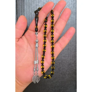 Silvera Telkari Erkek Sürmeli Toz Kehribar Tesbih Hediyelik BT017