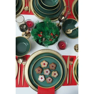 Green Gold Fileli Nordic Yemek Takımı 24 Parça 6 Kişilik