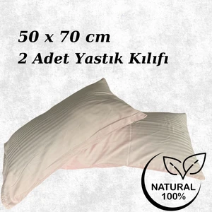 FOVERE HOME Premium Çizgili Saten Yastık Kılıfı Seti %100 Pamuk (2'li Set)