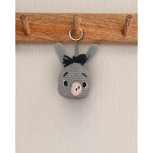 Shrek - Eşek Amigurumi Büst Anahtarlık 9 cm - El Yapımı Sanatsal Örgü Çanta Aksesuarı