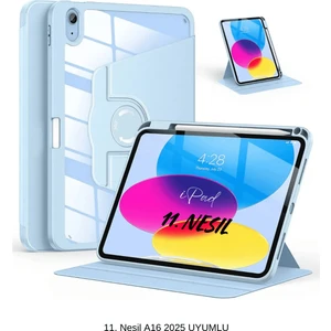 Apple iPad 11. Nesil A16 2025 Uyumlu 360° Dönebilen Yatay Dikey Standlı Fuchsia Pino Tablet Kılıfı