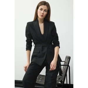 Regular Fit Kuşaklı Basic Düz Blazer Ceket E7346AX25SP