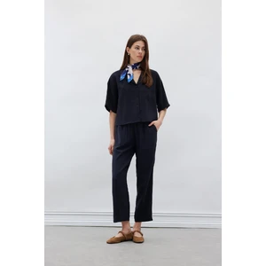 Straight Fit Çift Cepli Yüksek Bel Düz Paça Modal Kumaş Pantolon E5962AX25SP