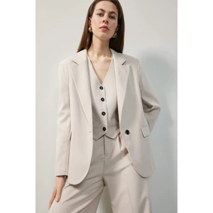 Oversize Geniş Kalıp Düğmeli Basic Düz Blazer Ceket B0490AX25SP