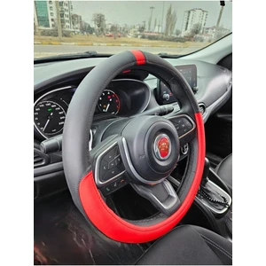 Dizayn Park Siyah Kırmızı Yüzüklü Geçmeli Direksiyon Kılıfı