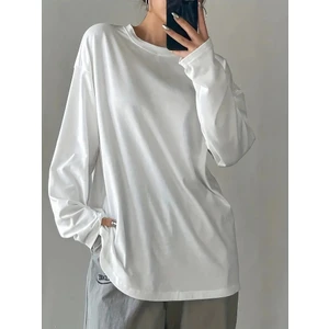 Kadın Basic Düz Uzun Kollu Tişört