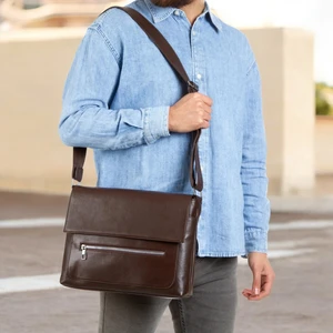 Deri  Postacı Kolej Çantası LD533