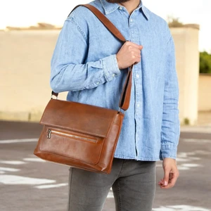 Deri  Postacı Kolej Çantası LD533