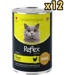 Plust Pate Içinde Et Parçacıklı Tavuklu Kısırlaştırılmış Kedi Konservesi 395 gr x 12 Adet
