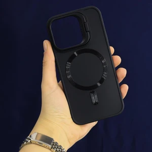 iPhone 15 Pro Uyumlu Standlı Magsafe Esnek Lüks Silikon Kılıf