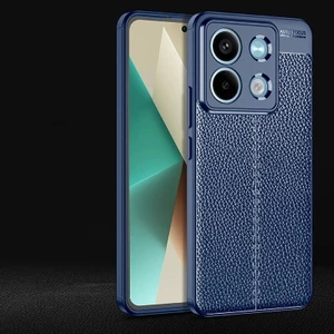 Koso Oppo A74 Lacivert Suni Deri Focus Telefon Kılıfı