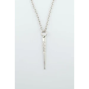 Etknik Desenli Çubuk, Gümüş Kaplama Düz Zincir Kolye