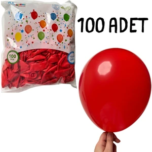 Baloncu Abla 12 Inç Düz Kırmızı Lateks Balon - 100’LÜ Paket (Iç & Dış Mekan Uyumlu)