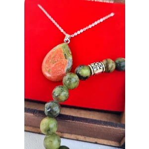 Özel Kutusunda Doğal Unakit Taşı Kolye ve Bileklik Seti