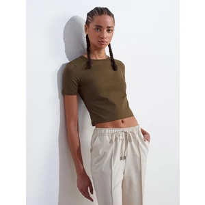 31655 Bisiklet Yaka Crop Top-Kırmızı