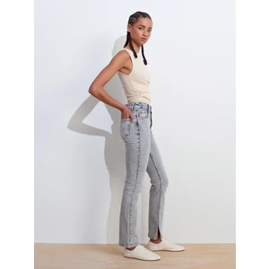 71793 Yanı Yırtmaçlı Comfort Likra Denim Pantolon-Mavi