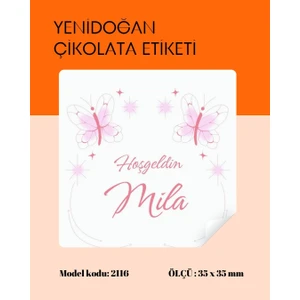 Yenidoğan Çikolata Etiketi 3,5 x 3,5 cm 70 Adet - BS2116