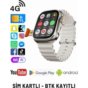 Watch 10 Ultra 4g Lite Sim Kartlı Android Akıllı Saat Gps, Wi-Fi,youtube,çocuk Apple iPhone Huawei Uyumlu 8,9