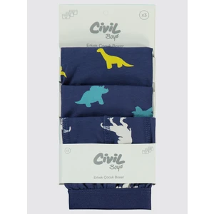 Civil Boys Erkek Çocuk 3'lü Boxer Set 2-10 Yaş Lacivert
