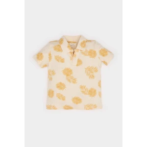 Erkek Bebek Polo Yaka Palmiye Desenli Kısa Kollu Tişört E6764A525SM