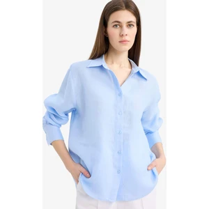 %100 Keten Oversize Geniş Kalıp Uzun Kollu Gömlek Z6638AZ25SP