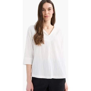 Regular Fit Kaçık Yaka Basic Düz Yarım Kollu Bluz F1752AX25SP