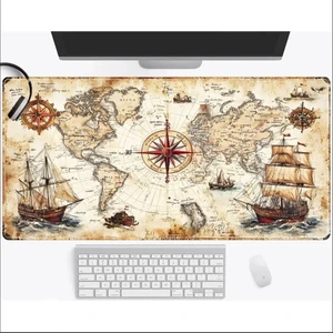 Sge Teknoloji 70X30 cm Nostaljik Macera Haritası Kaydırmaz Taban Speed Yüzey Oyuncu Mouse Pad Gaming
