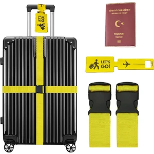 Valiz Kemeri 2 Adet + Etiket 1 Adet + Şeffaf Pasaport Kılıfı 1 Adet