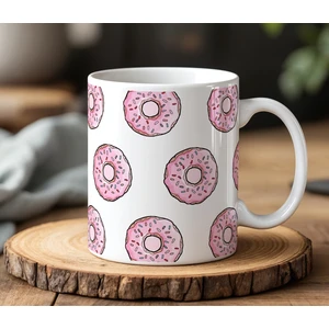 BB Design Donut's Tasarımlı Beyaz Seramik Baskılı Kupa Bardak 330 ml