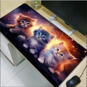 Sge Teknoloji 70X30 cm 3D 3 Kedi Temalı Kaydırmaz Taban Speed Yüzey Oyuncu Mouse Pad Gaming