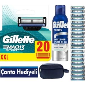 Mach3 Start 20 Adet Yedek Tıraş Bıçağı + 200 ml Gillette Köpük + Seyahat Çantası Hediyeli