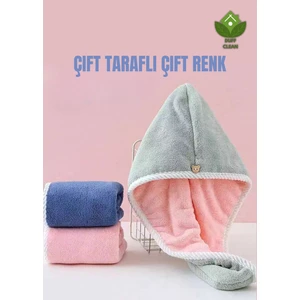 Duff Clean Çift Taraflı Çift Renk Saç Kurutma Havlusu Saç Bonesi Mikrofiber