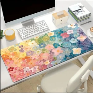 Sge Teknoloji 70X30 cm Renkli Çiçekler Temalı Kaydırmaz Taban Speed Yüzey Oyuncu Mouse Pad Gaming