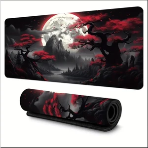 Sge Teknoloji 70X30 cm Karanlık Kırmızı Ay Temalı Kaydırmaz Taban Speed Yüzey Oyuncu Mouse Pad Gaming