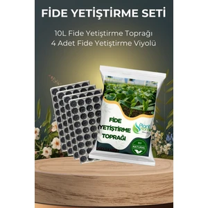 Fide Yetiştirme Seti - 10 Litre Fide Yetiştirme Toprağı (5+5 Litre) 4 Adet Viyol