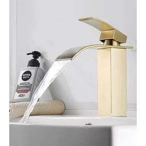 Rena Design Lavabo Bataryası Şelale Kare Gövde Eğimli Havza Banyo Armatür Çift Giriş Musluk Lüks Ergonamik Krom / Siyah / Mat Altın / Inox