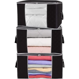 Siyah 1 Adet Üst Kalite Pencereli Kıyafet Eşya Saklama Hurcu Baza Altı Depolama Hurcu Organizer